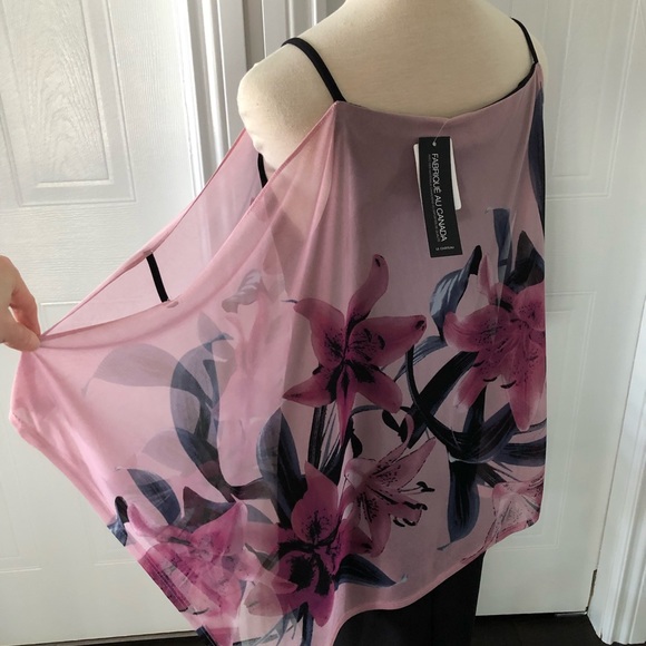 BNWT Le Chateau Dress with Flowy Floral Overlay - Picture 5 of 11